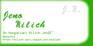 jeno milich business card